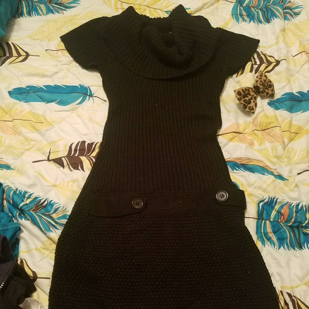 Cowl neck knit dress